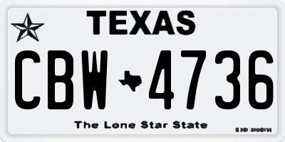 TX license plate CBW4736