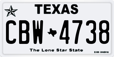 TX license plate CBW4738