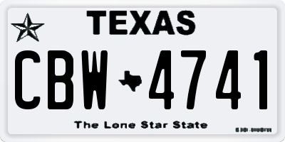 TX license plate CBW4741