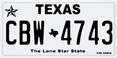 TX license plate CBW4743