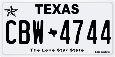TX license plate CBW4744