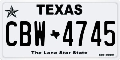 TX license plate CBW4745