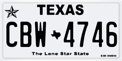 TX license plate CBW4746