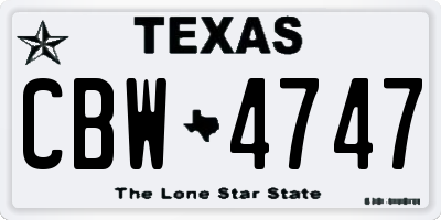TX license plate CBW4747