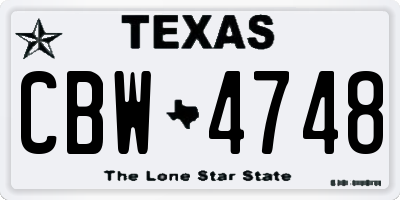 TX license plate CBW4748