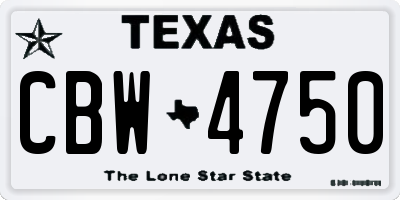 TX license plate CBW4750