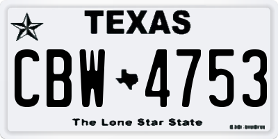 TX license plate CBW4753