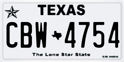 TX license plate CBW4754