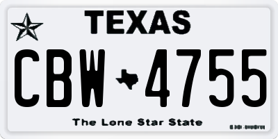 TX license plate CBW4755