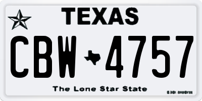 TX license plate CBW4757