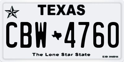 TX license plate CBW4760