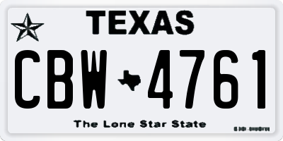 TX license plate CBW4761