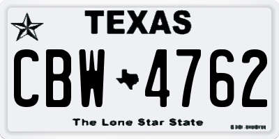 TX license plate CBW4762