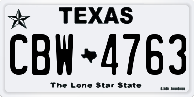 TX license plate CBW4763