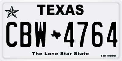 TX license plate CBW4764