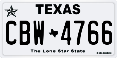TX license plate CBW4766