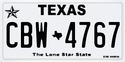 TX license plate CBW4767