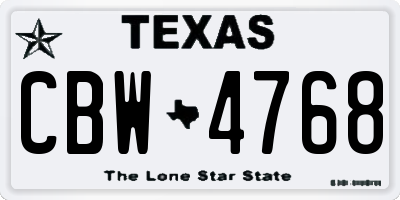 TX license plate CBW4768