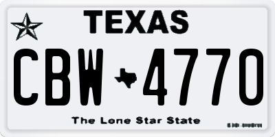 TX license plate CBW4770