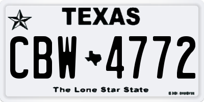 TX license plate CBW4772