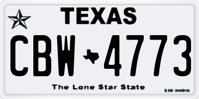 TX license plate CBW4773