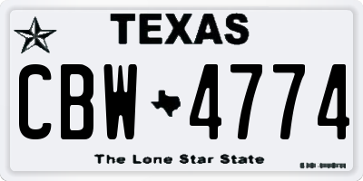 TX license plate CBW4774