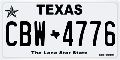 TX license plate CBW4776