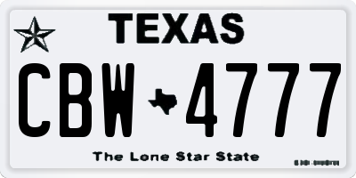 TX license plate CBW4777