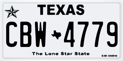 TX license plate CBW4779