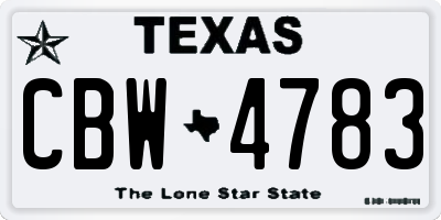 TX license plate CBW4783
