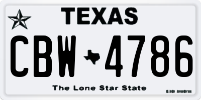 TX license plate CBW4786