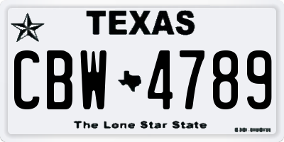 TX license plate CBW4789