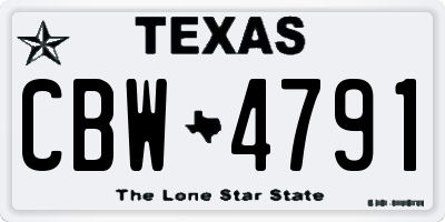 TX license plate CBW4791