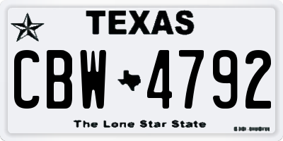 TX license plate CBW4792