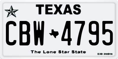 TX license plate CBW4795