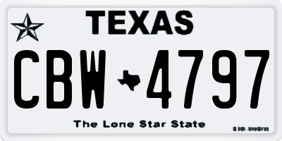 TX license plate CBW4797
