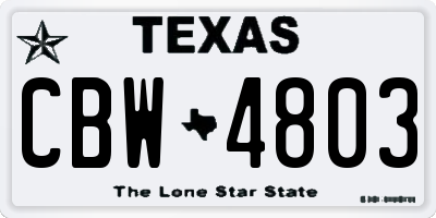 TX license plate CBW4803