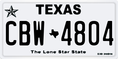 TX license plate CBW4804