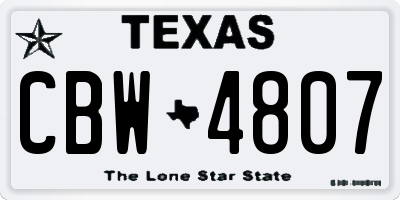 TX license plate CBW4807