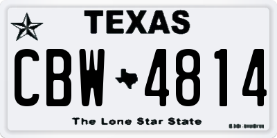 TX license plate CBW4814
