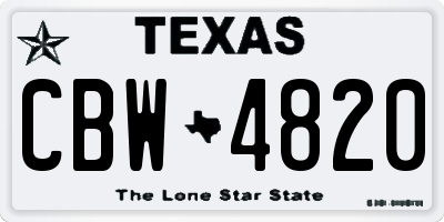 TX license plate CBW4820