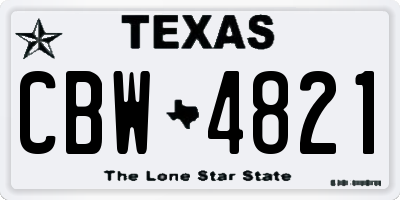 TX license plate CBW4821