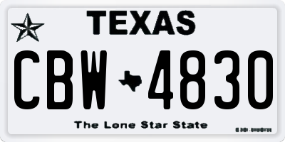 TX license plate CBW4830