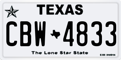 TX license plate CBW4833