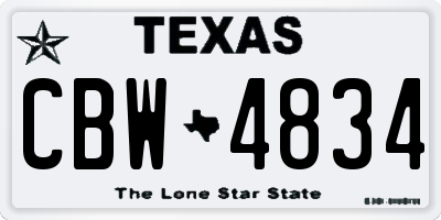 TX license plate CBW4834