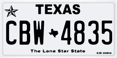 TX license plate CBW4835