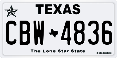 TX license plate CBW4836