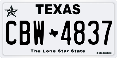 TX license plate CBW4837