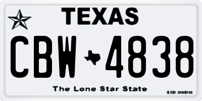 TX license plate CBW4838