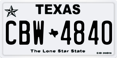 TX license plate CBW4840